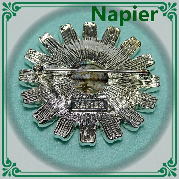 Large Rhinestone Flower Shaped Brooch by Napier - Picture 2 of 3